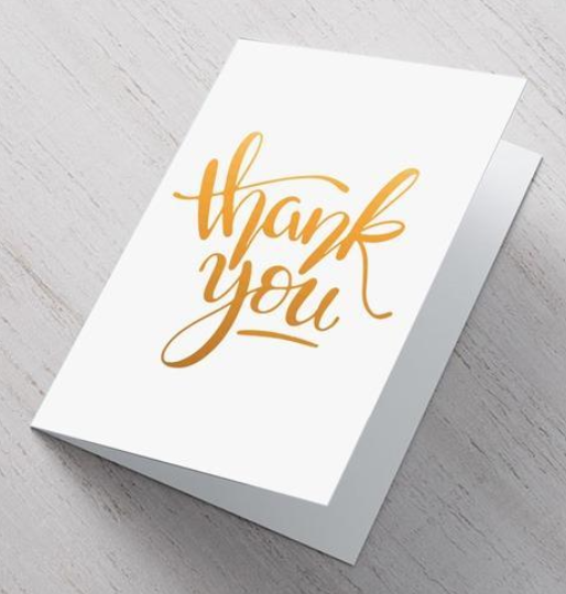 White A6 Thank You card